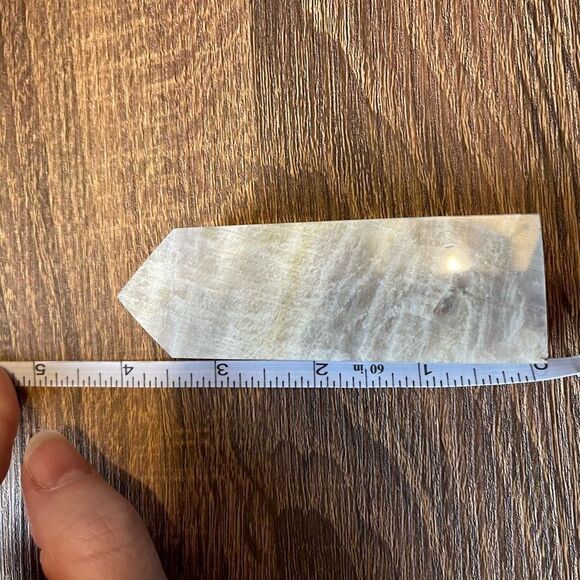 Peach moonstone 4-sided tower banding standing point polished decor natural flas - Picture 9 of 16